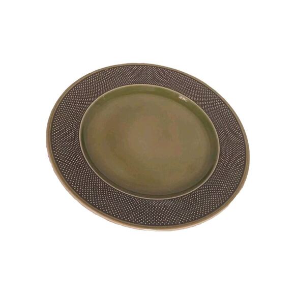 Fuji Iron Stone Chop Plate 10" Made in Japan Moss Green Textured Pattern Vintage - Picture 2 of 15